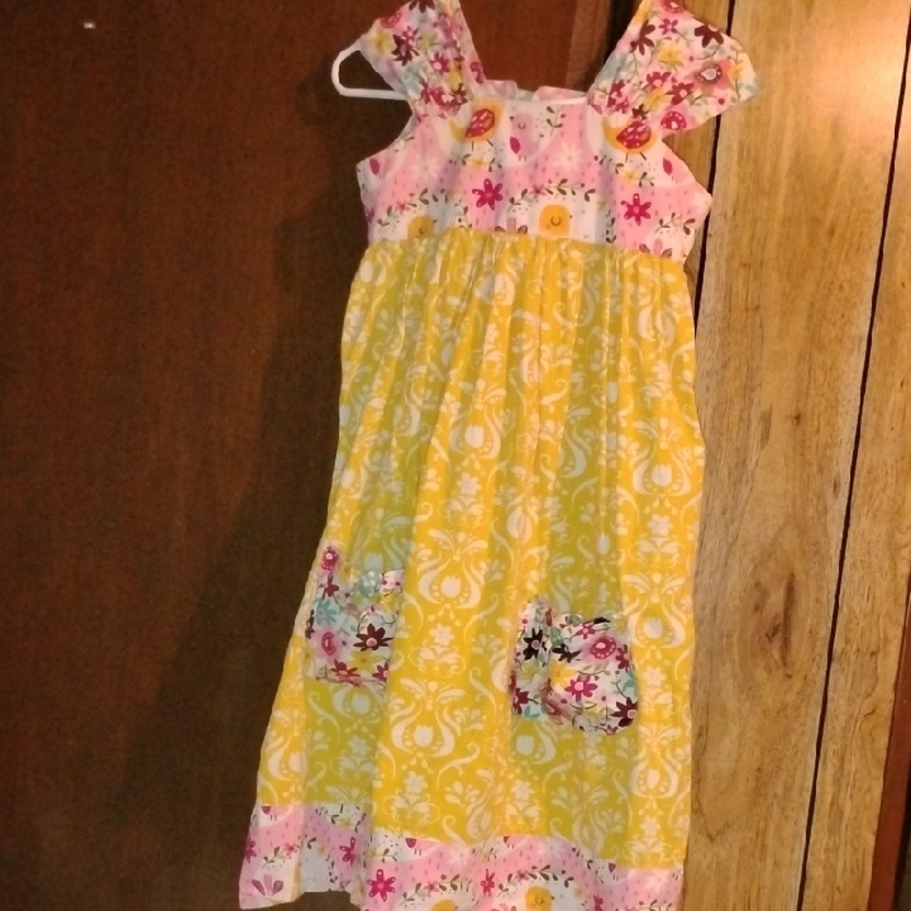 Jelly The Pug Yellow and Pink Floral Dress
